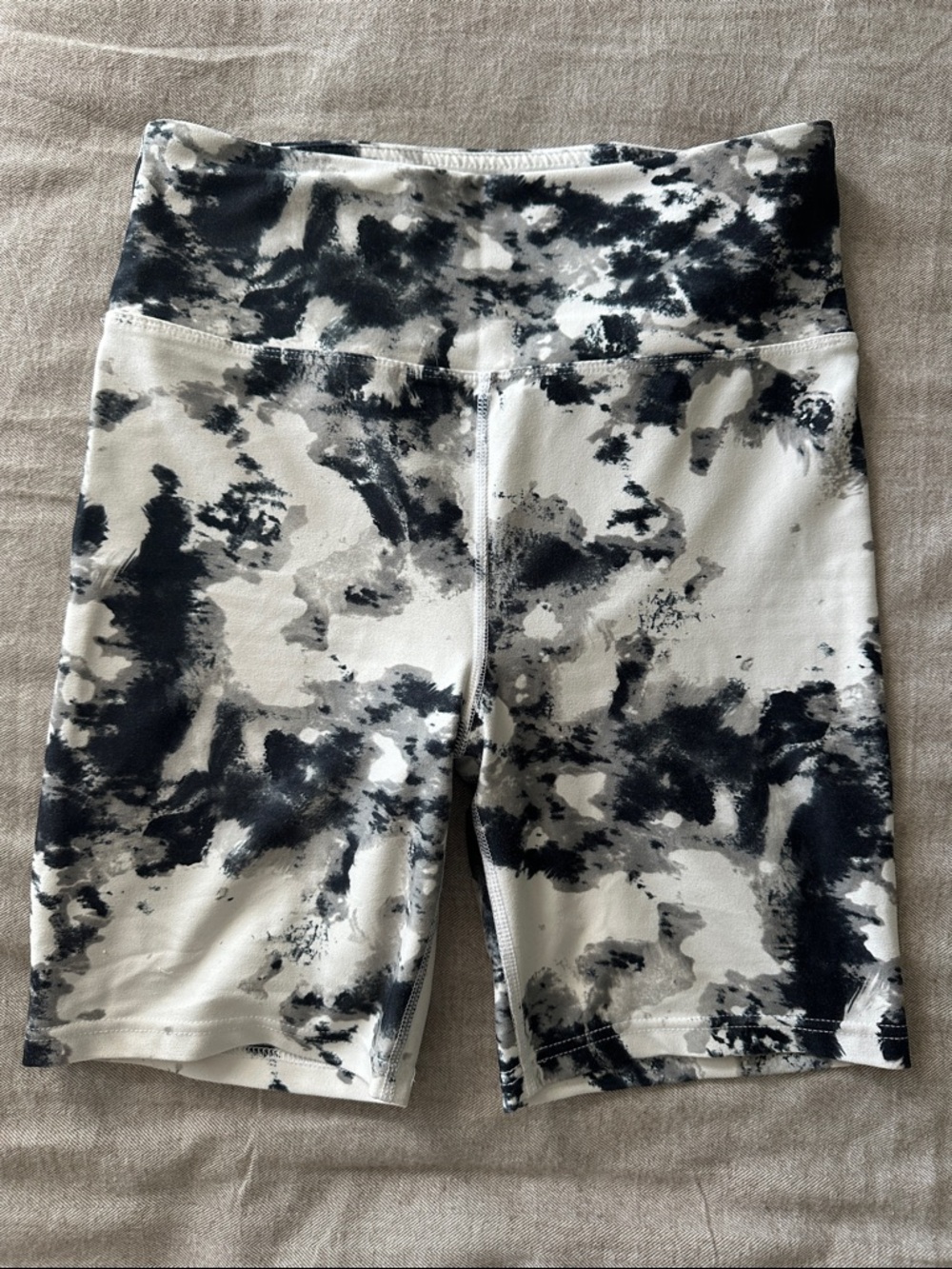 Balance Collection Black & White Tie-Dye High-Rise Bike Shorts